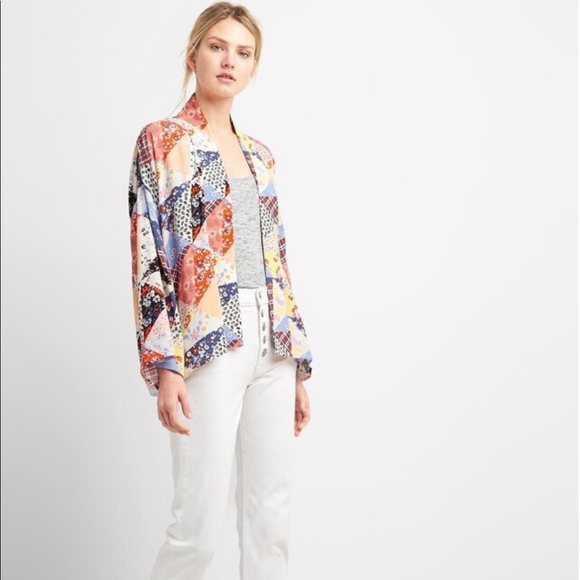 GAP Jackets & Blazers - Gap Patchwork Cropped Open Front Kimono Size L/XL